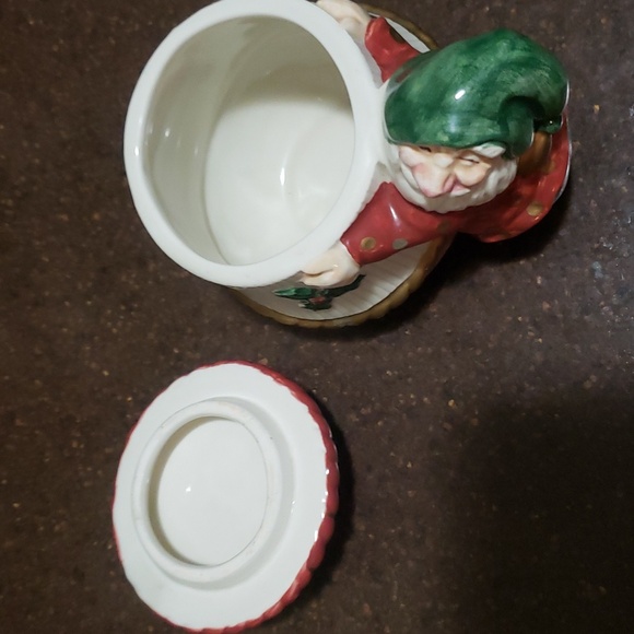 Fitz & Floyd Deck The Halls With Santa 1989 Vintage Christmas Covered Sugar Bowl - Picture 3 of 4